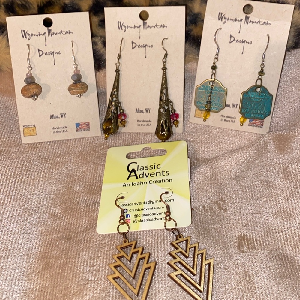 4 piece lot of boho handmade style earrings
